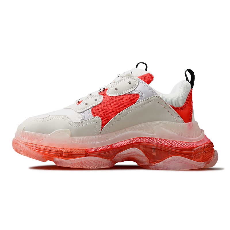 BALENCIAGA TRIPLE S 'CLEAR SOLE WHITE RED'