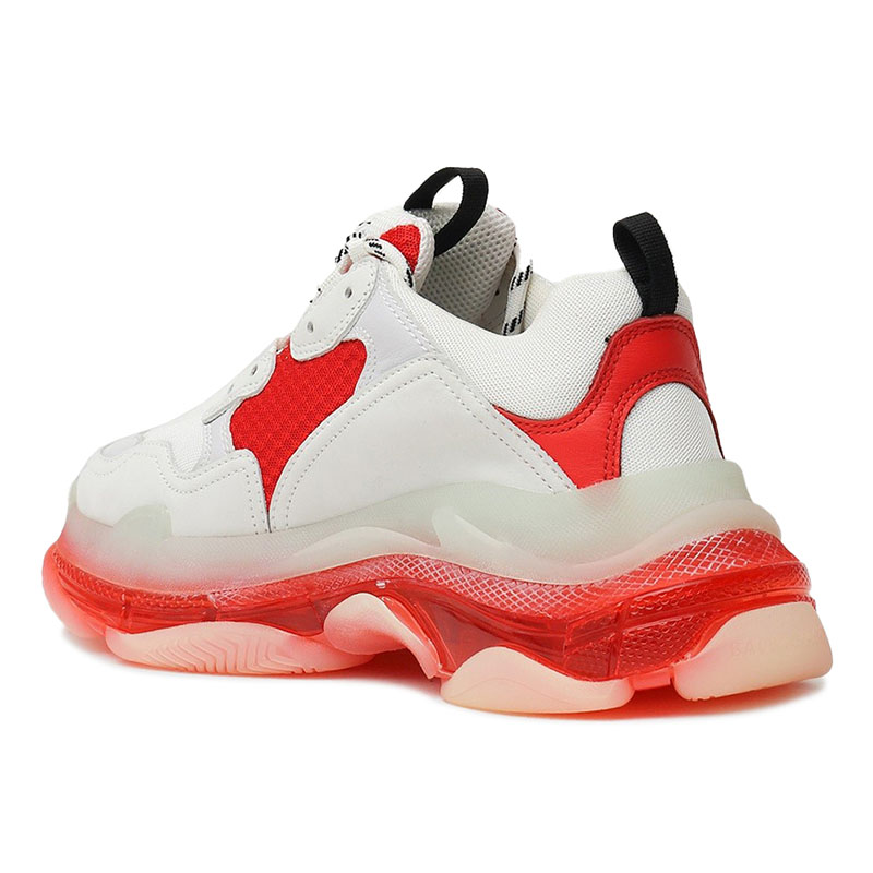 BALENCIAGA TRIPLE S 'CLEAR SOLE WHITE RED'