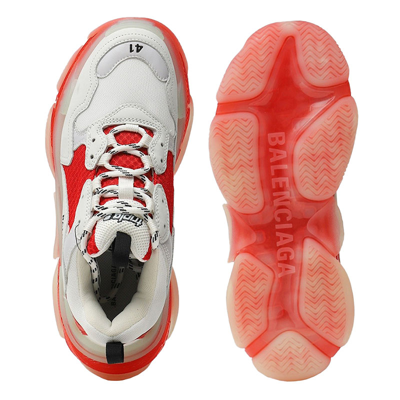 BALENCIAGA TRIPLE S 'CLEAR SOLE WHITE RED'