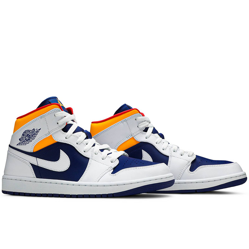 AIR JORDAN 1 MID  ''WHITE DEEP ROYAL BLUE''