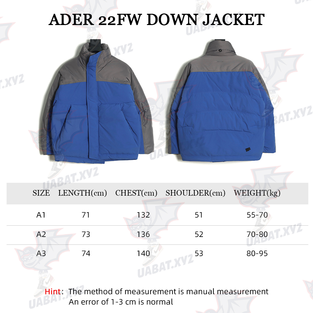 ADER 22Fw Contrast color asymmetric down jacket