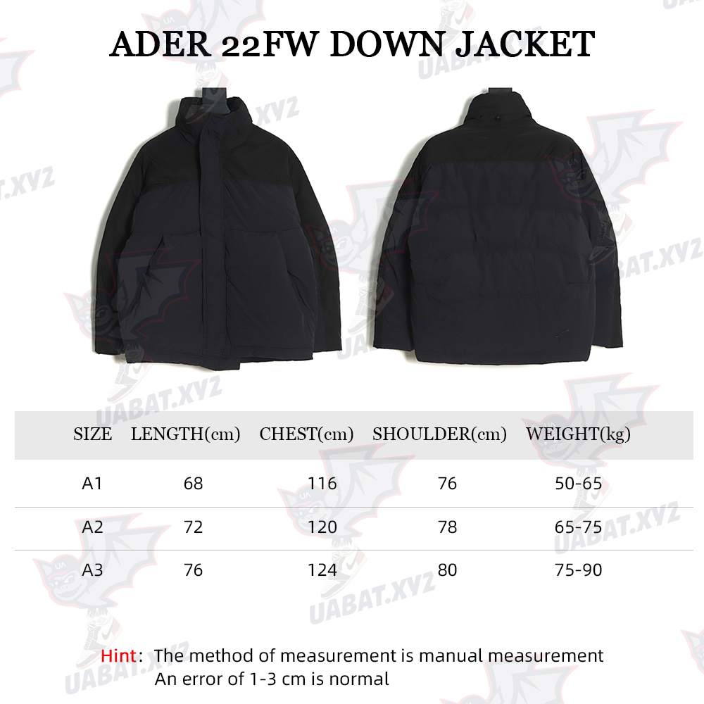 ADER 22Fw Contrast color asymmetric down jacket TSK1t