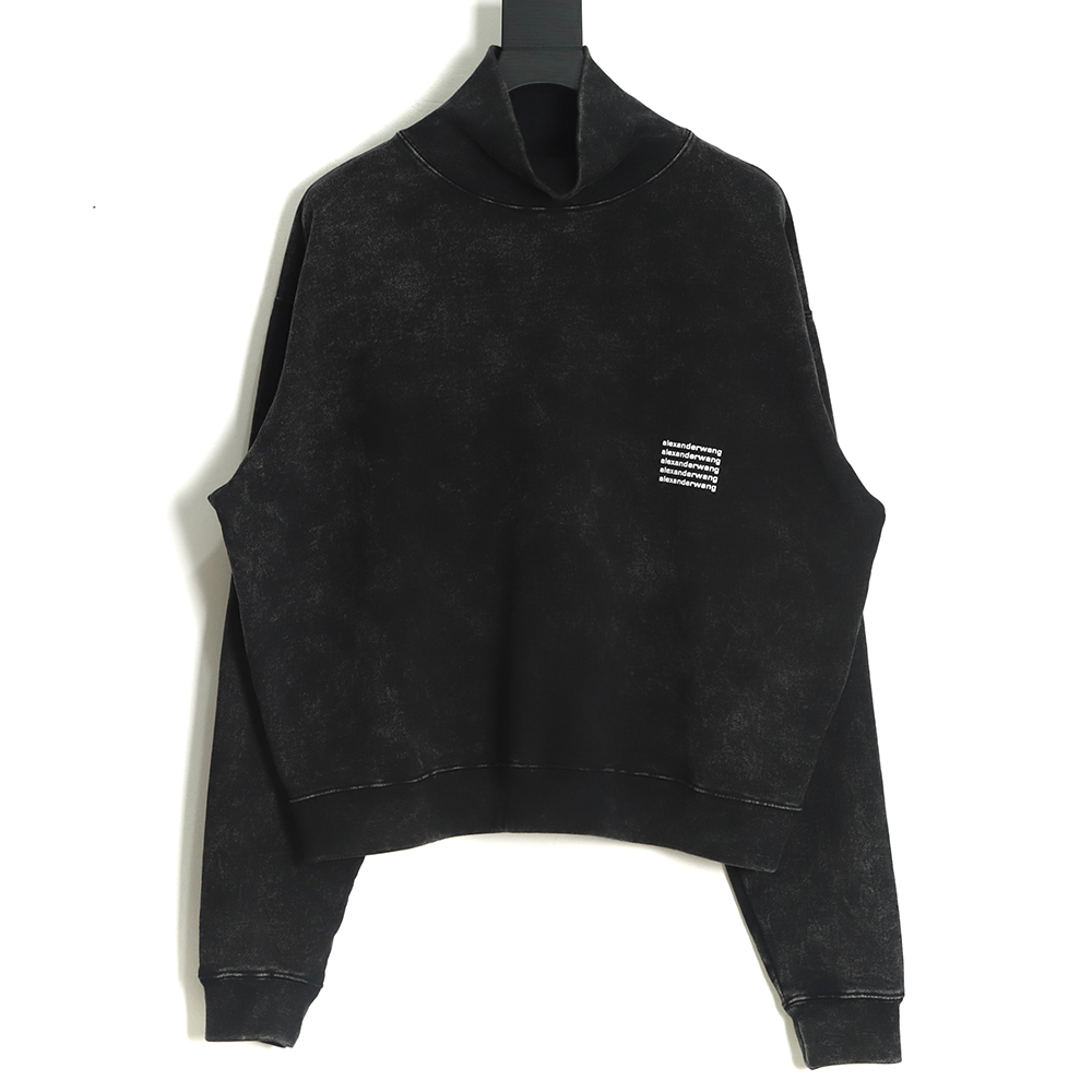 Alexander Wang FW22 Turtleneck Alphabet Washed Distressed Sweatshirt