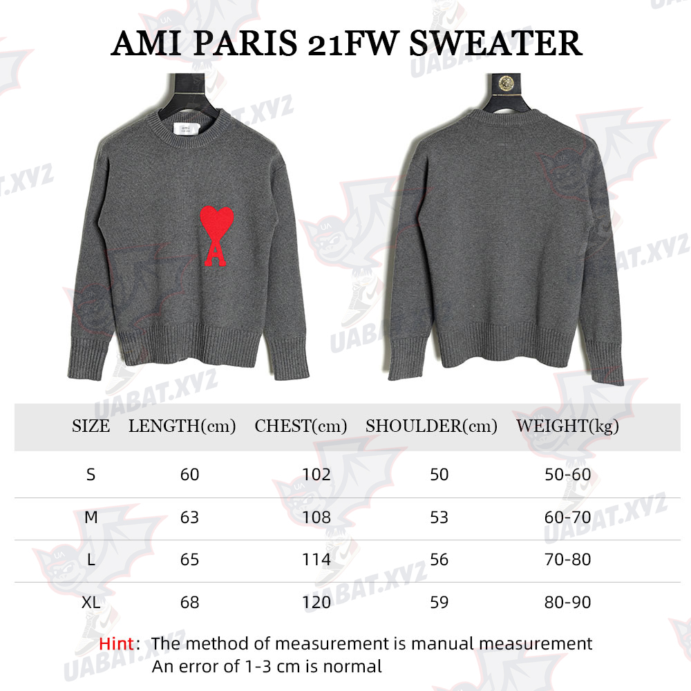 AMI PARIS 21FW Heart Embroidered Round Neck Sweater TSK3