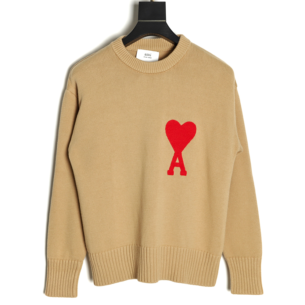 AMI PARIS 21FW Heart Embroidered Round Neck Sweater TSK4