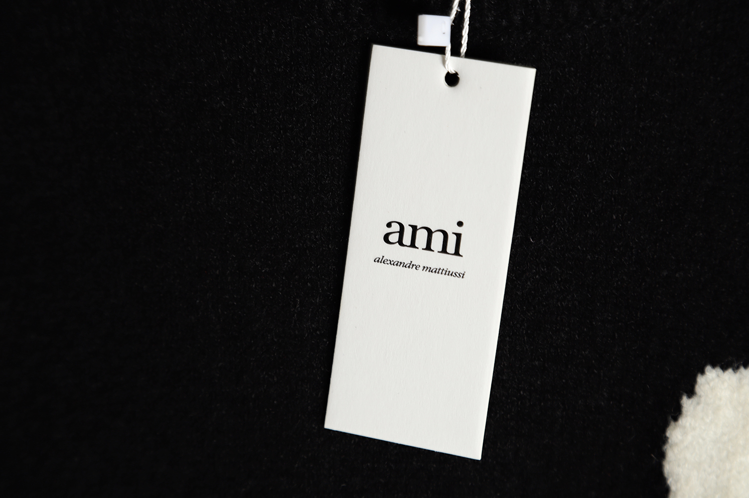 AMI 21 A&W New Love Knitted Cream Round Neck Sweater