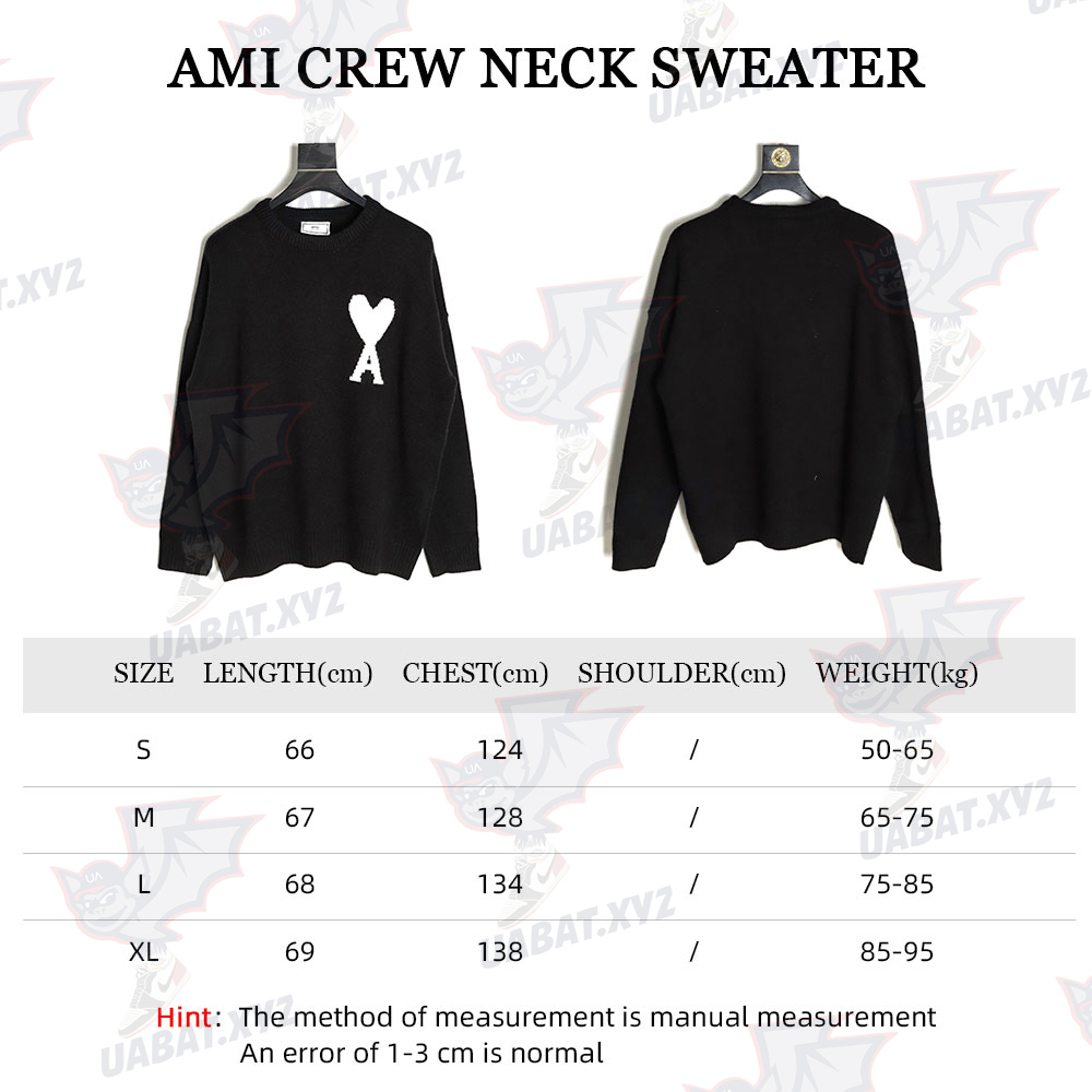 AMI 21 A&W New Love Knitted Cream Round Neck Sweater