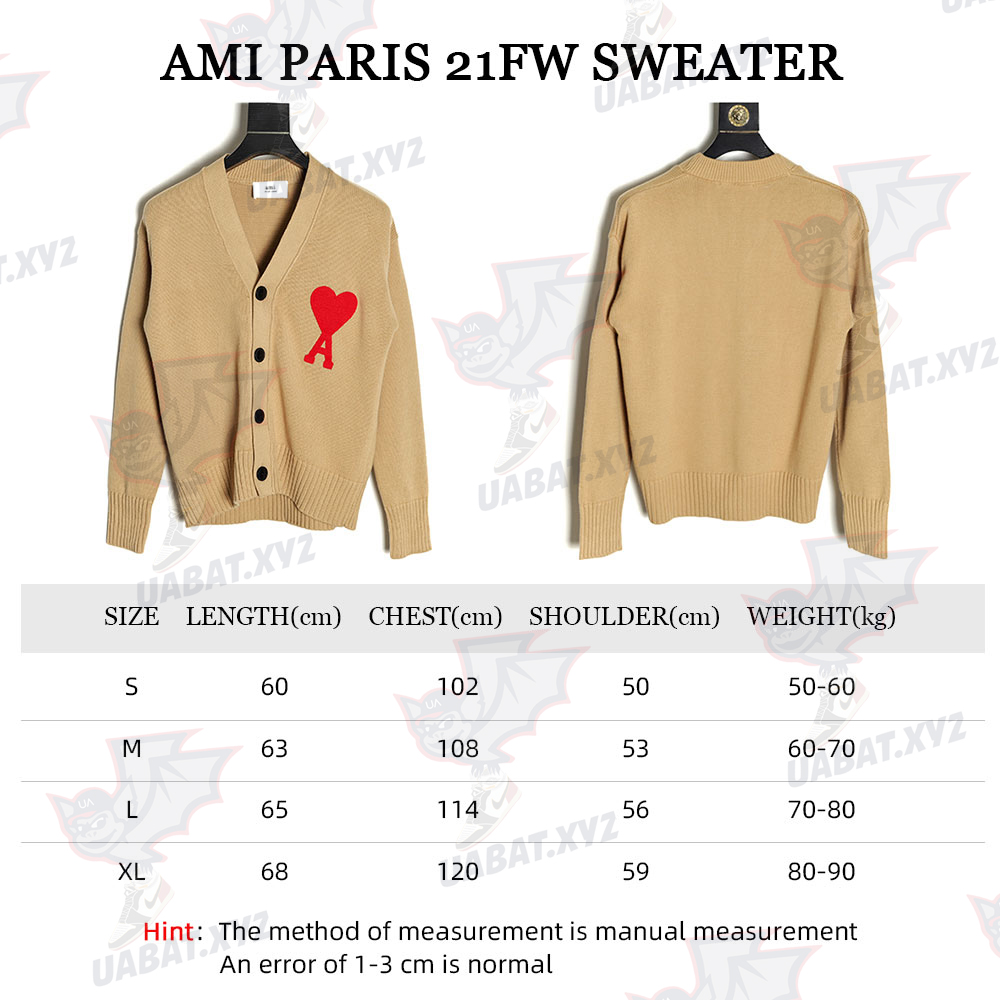 AMI PARIS 21FW Heart Embroidered Sweater Cardigan