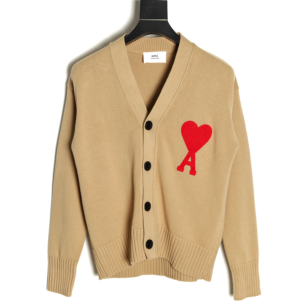 AMI PARIS 21FW Heart Embroidered Sweater Cardigan
