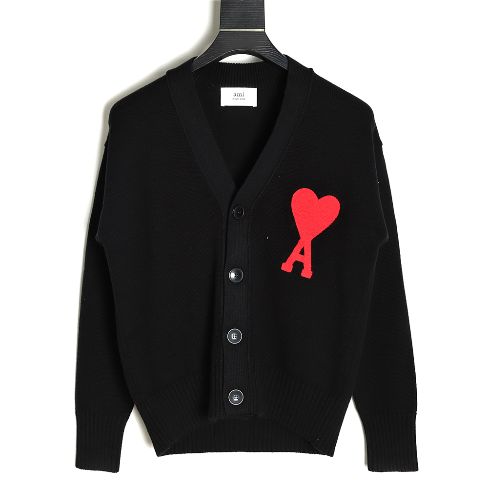 AMI PARIS 21FW Heart Embroidered Sweater Cardigan TSK1