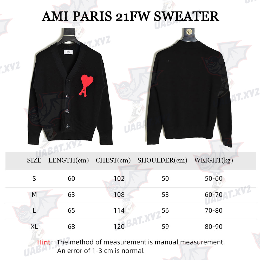 AMI PARIS 21FW Heart Embroidered Sweater Cardigan TSK1