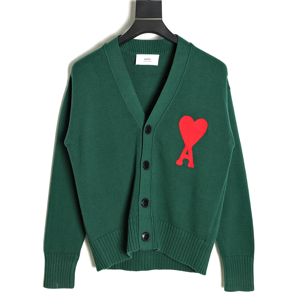 AMI PARIS 21FW Heart Embroidered Sweater Cardigan TSK2