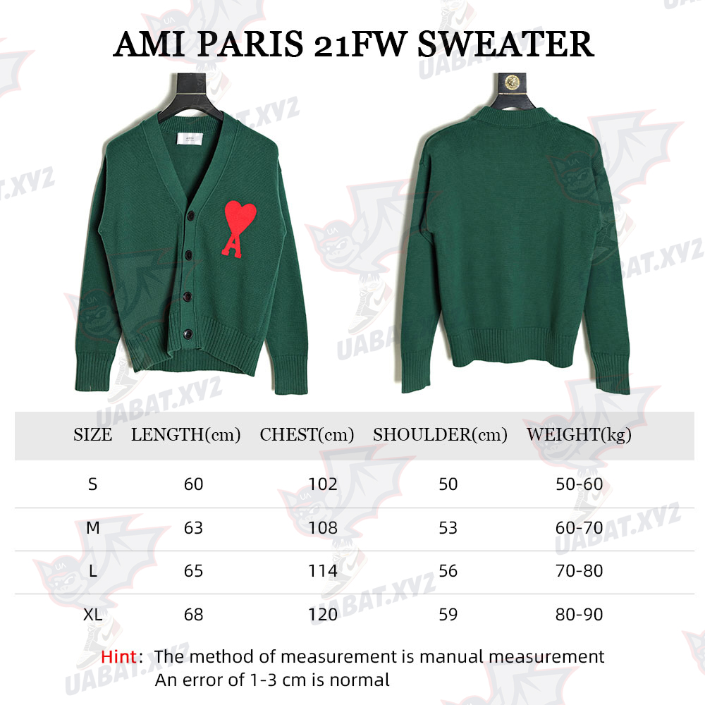 AMI PARIS 21FW Heart Embroidered Sweater Cardigan TSK2