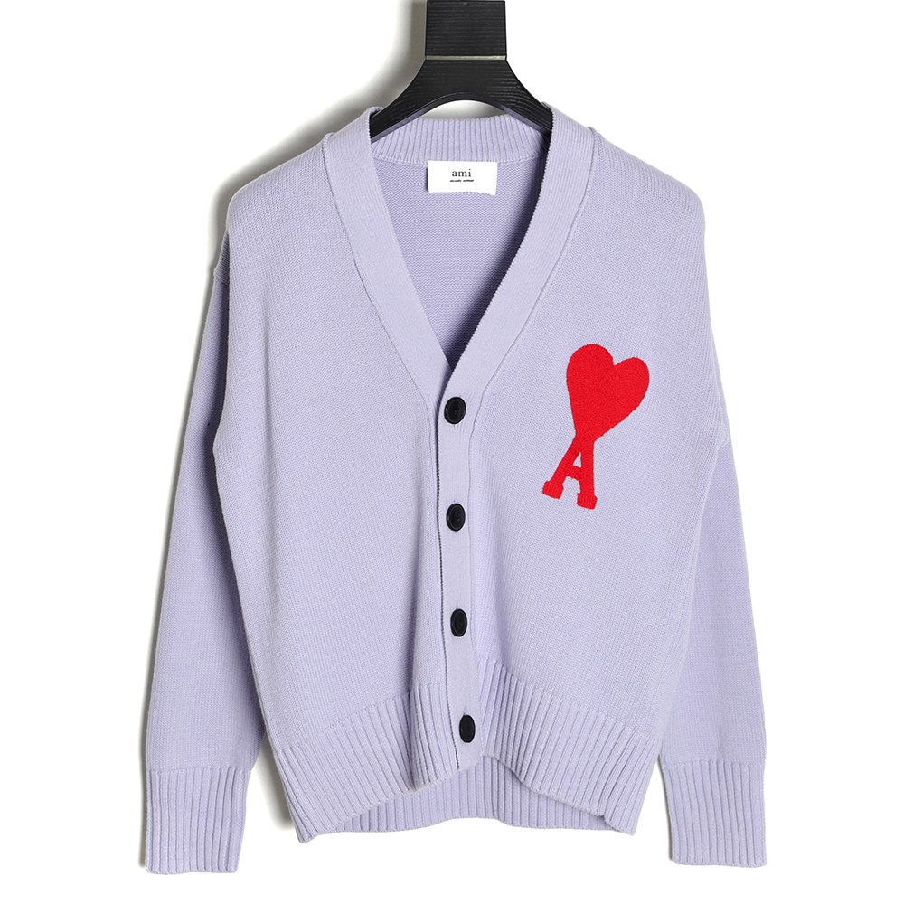 AMI PARIS 21FW Heart Embroidered Sweater Cardigan TSK4