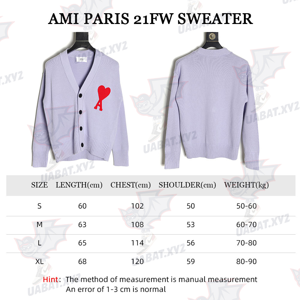 AMI PARIS 21FW Heart Embroidered Sweater Cardigan TSK4