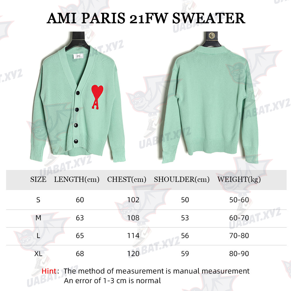 AMI PARIS 21FW Heart Embroidered Sweater Cardigan TSK5