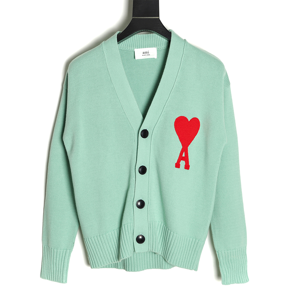 AMI PARIS 21FW Heart Embroidered Sweater Cardigan TSK5
