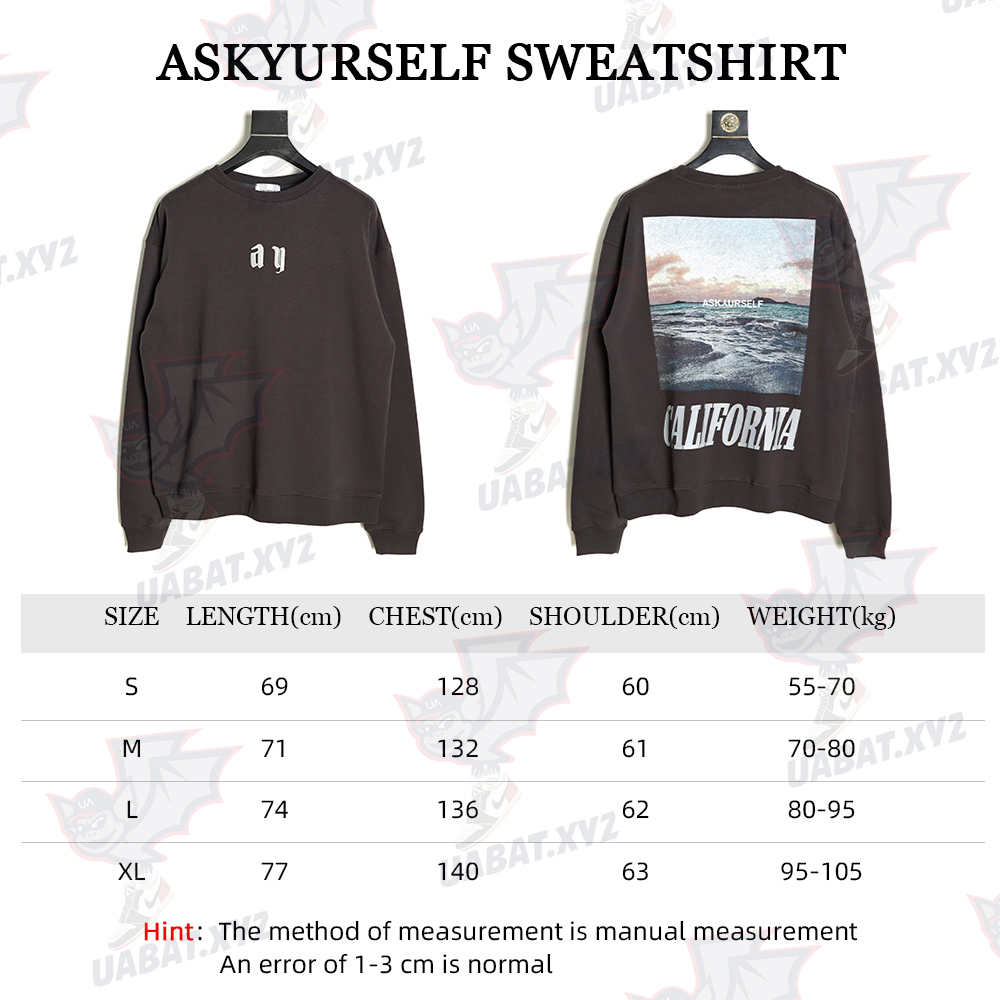 Askyurself Wave Letter Print Crew Neck Sweatshirt