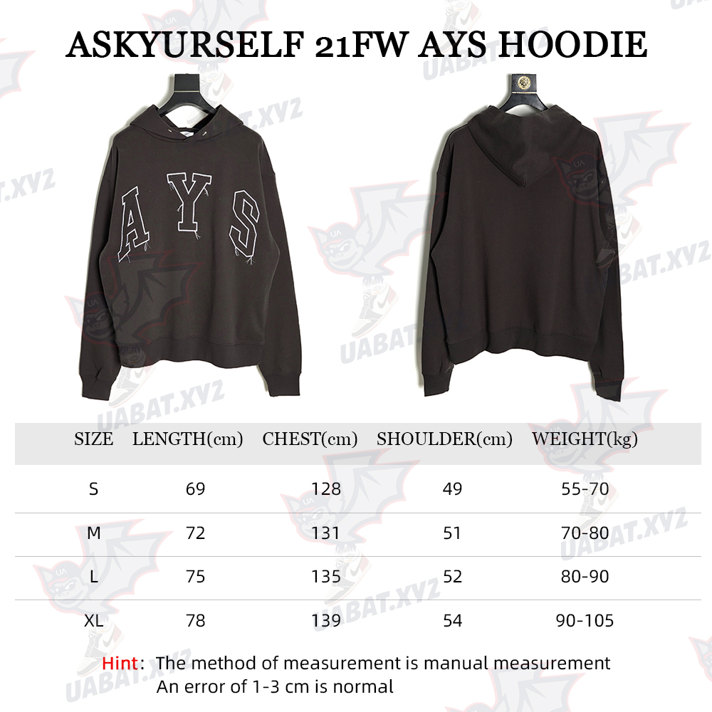 Askyurself 21FW AYS Embroidered Letter Hoodie