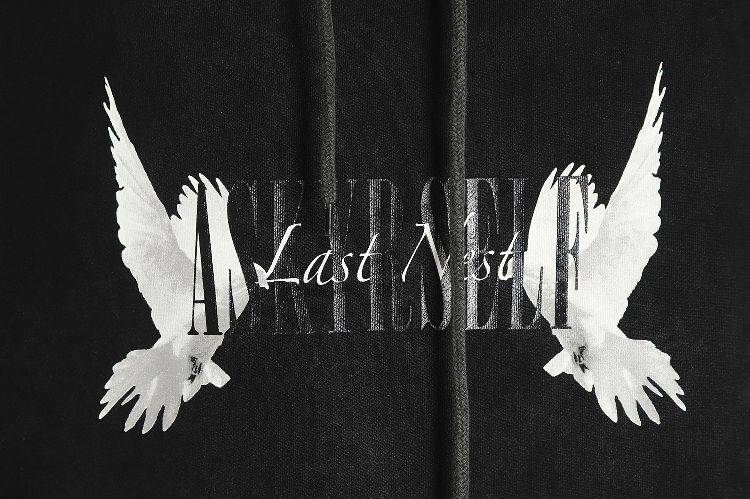 Askyurself Peace Dove Print Washed and Distressed Hoodie