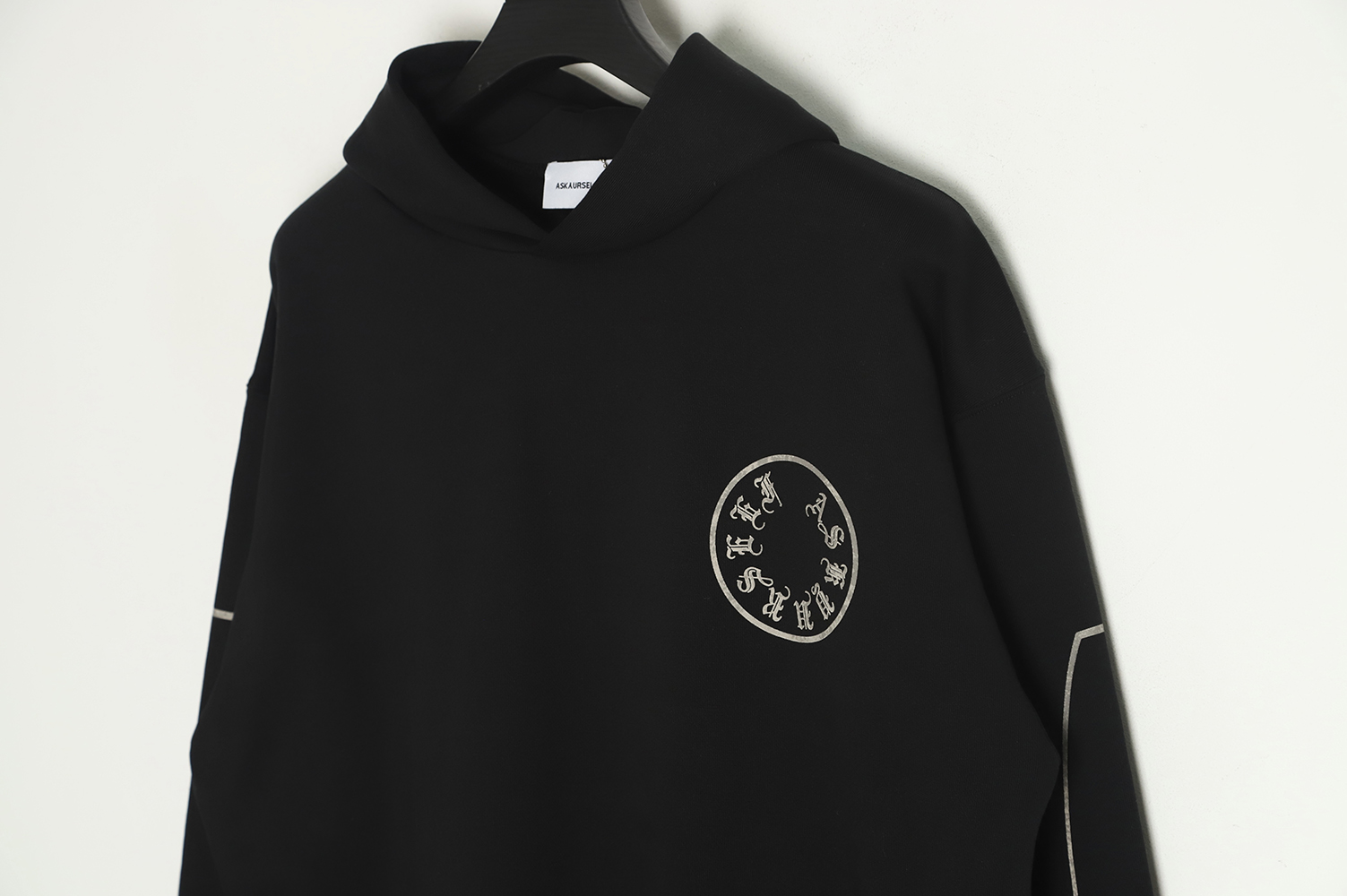 Askyurself 22FW Sanskrit letters retro do old hoodie