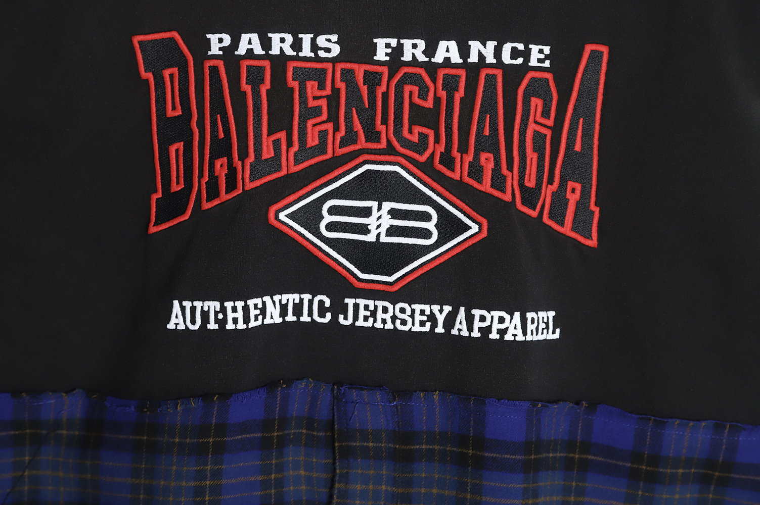 Balenciaga 22FW BB embroidery stitching plaid shirt fake two-piece long-sleeved