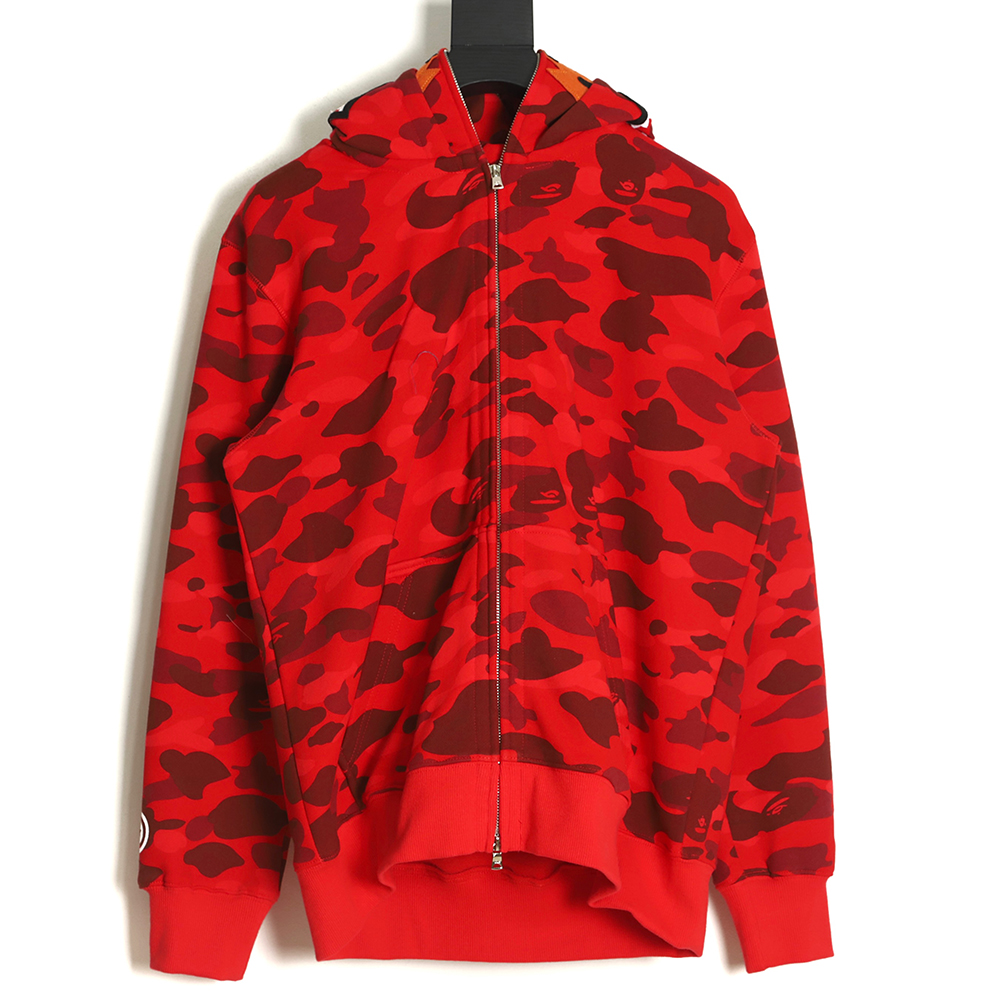 BAPE tiger embroidered zip double hoodie,Bape