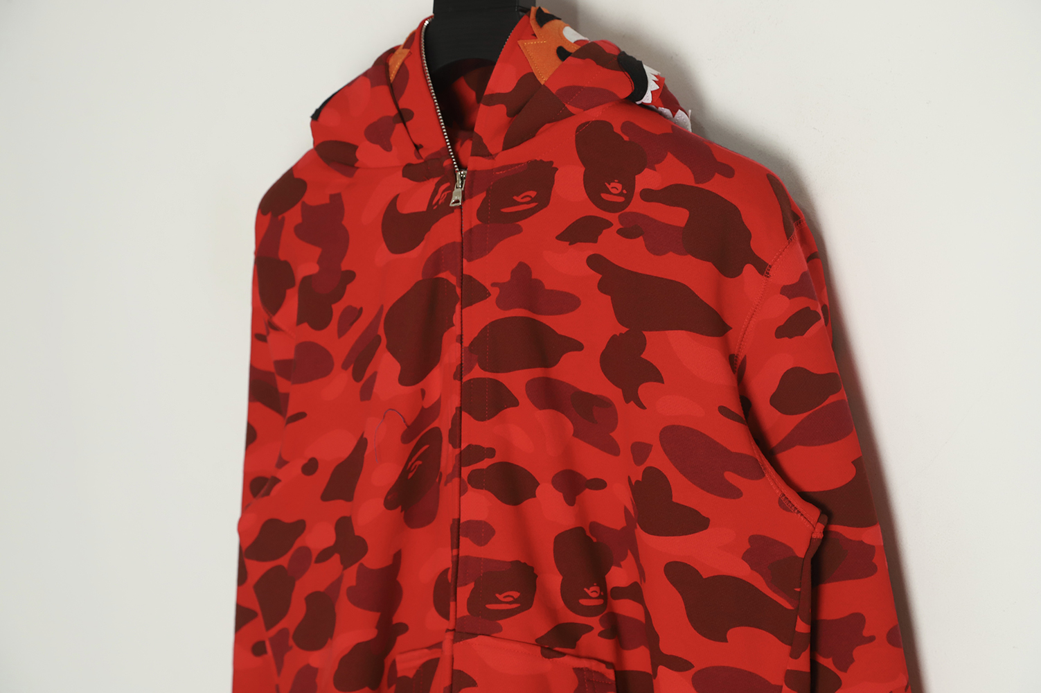 BAPE tiger embroidered zip double hoodie