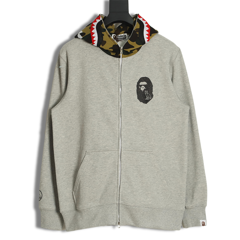 BAPE x OVO joint color block zip hoodiehoodie