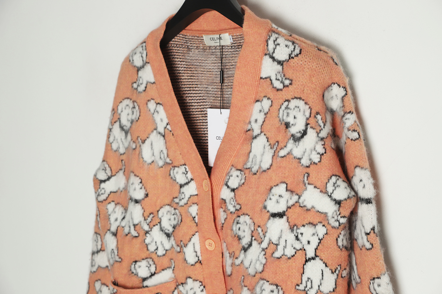 Celine 22FW Cartoon Puppy Mohair Cardigan