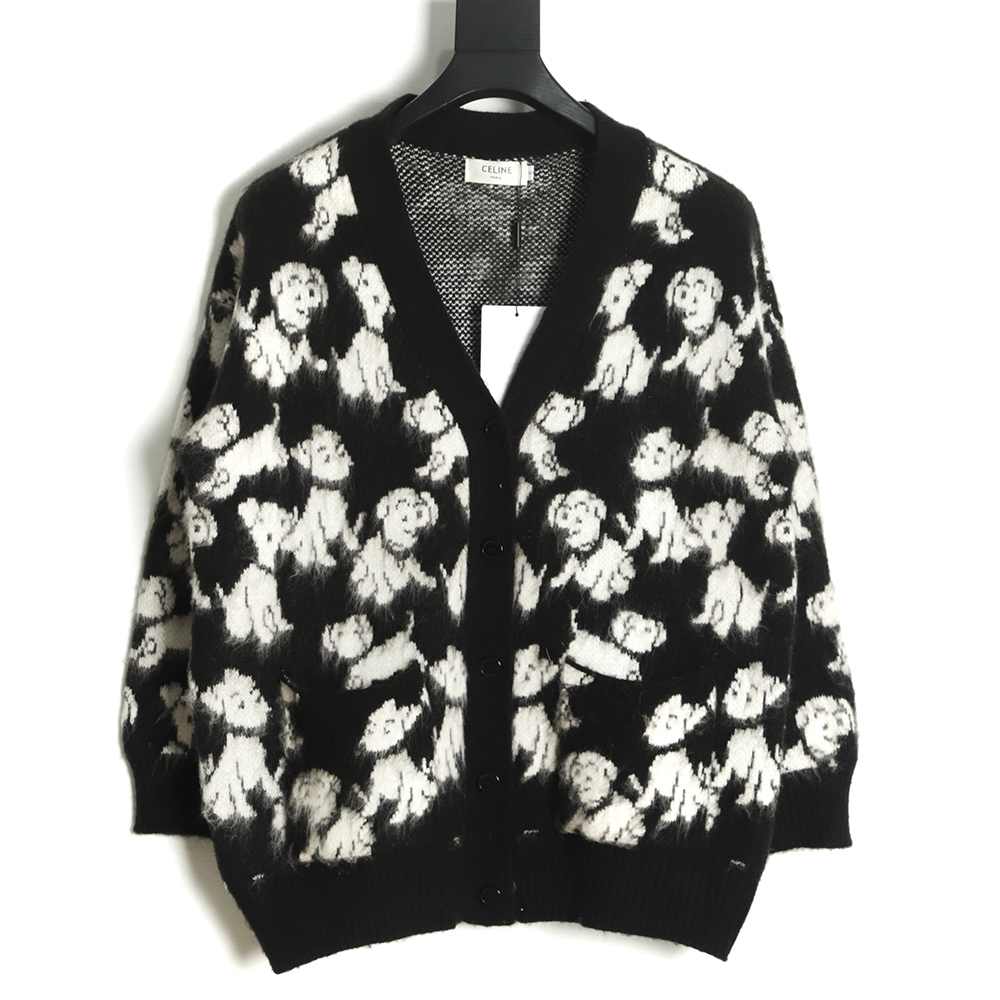 Celine 22FW Cartoon Puppy Mohair Cardigan TSK1