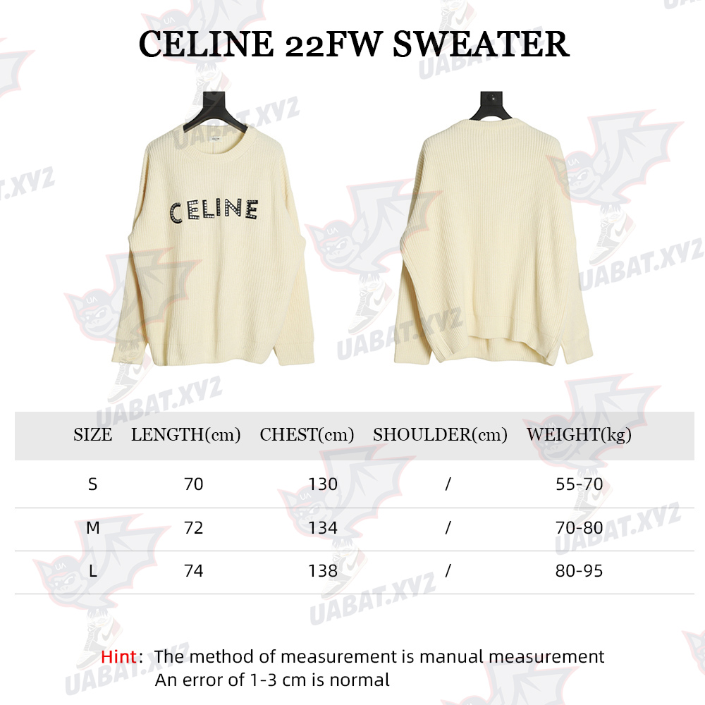 Celine 22FW Studded Alphabet Crew Neck Sweater