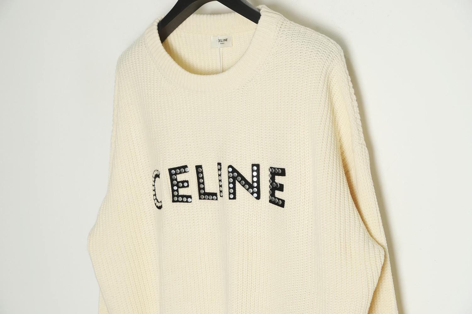 Celine 22FW Studded Alphabet Crew Neck Sweater