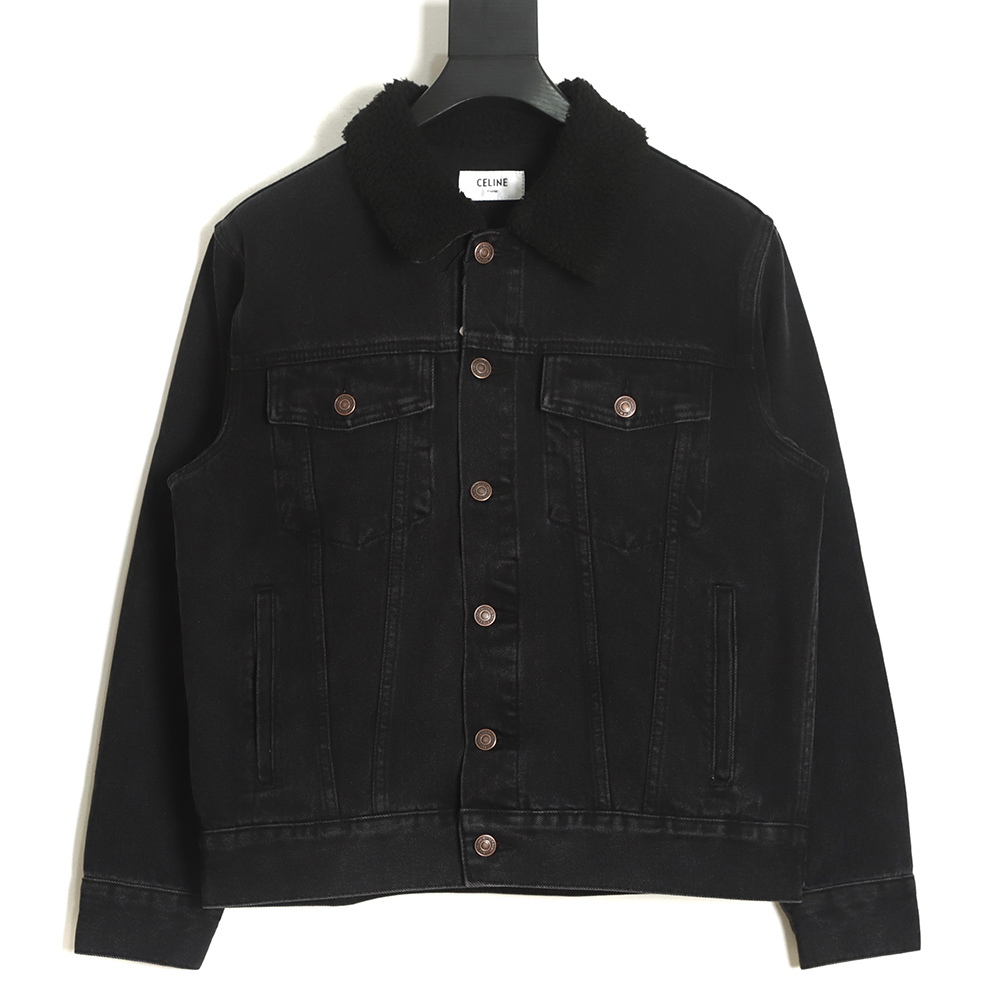 Celine 22fw denim stitching sherpa jacket