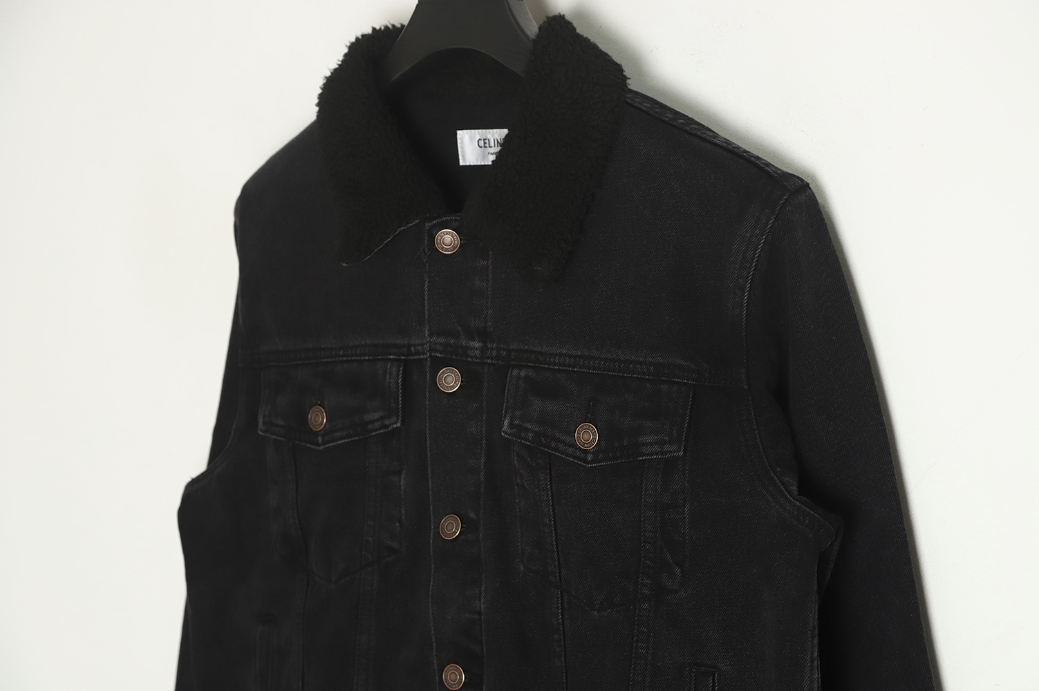 Celine 22fw denim stitching sherpa jacket