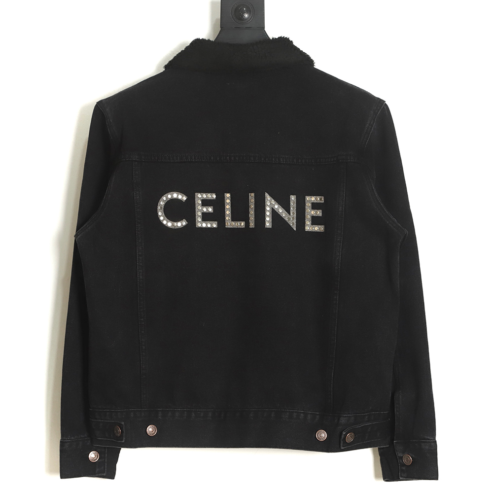 Celine 22fw denim stitching sherpa jacket