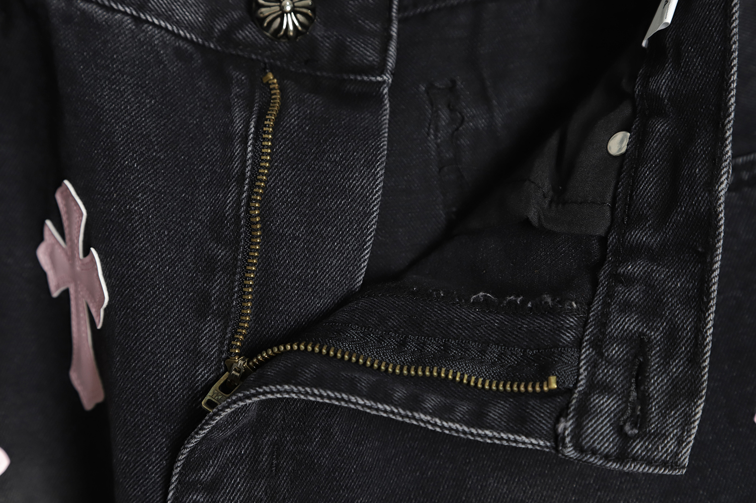 Chrome Hearts Classic Leather Label Cross Denim Trousers TSK2