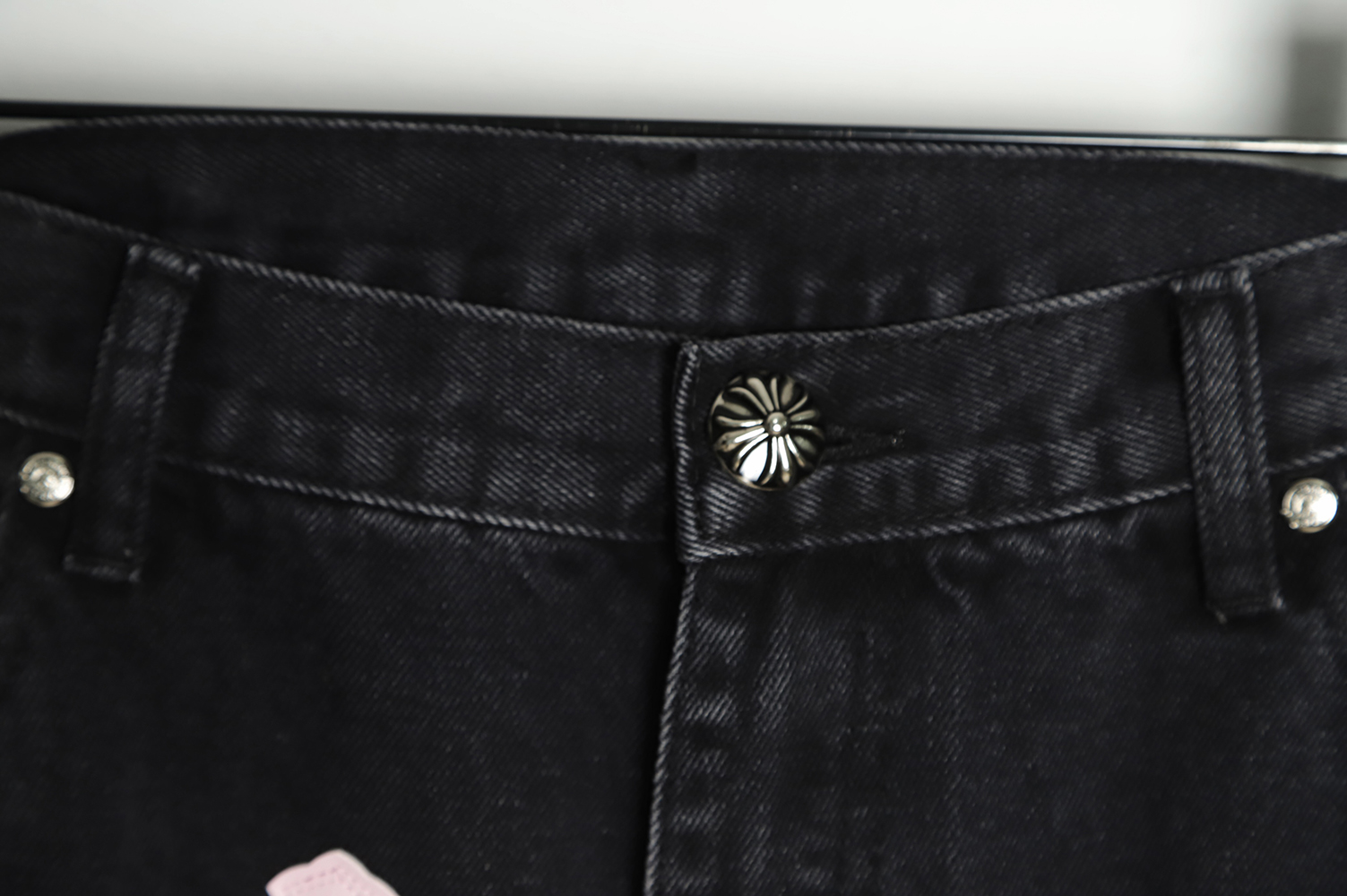 Chrome Hearts Classic Leather Label Cross Denim Trousers TSK2