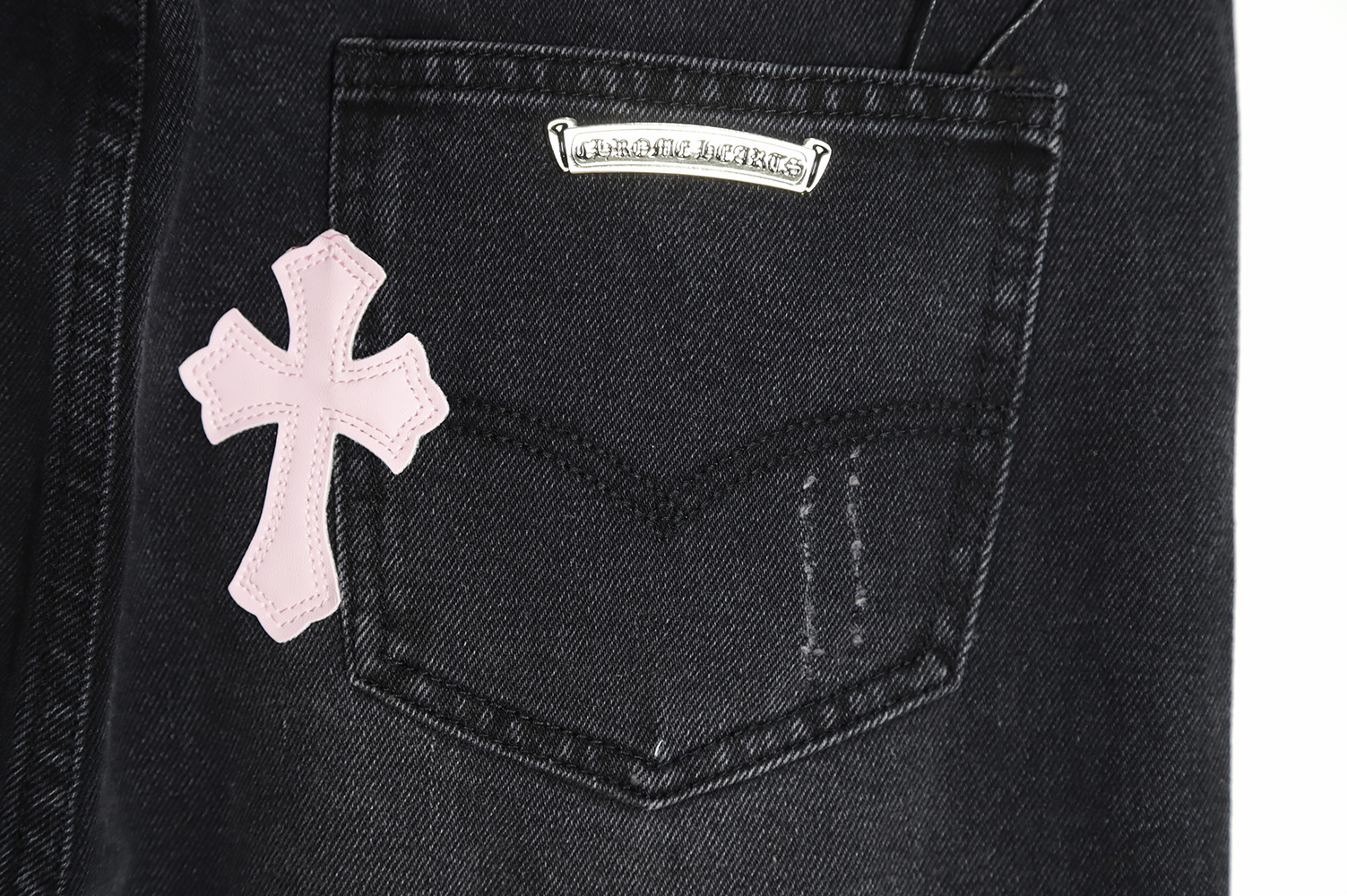 Chrome Hearts Classic Leather Label Cross Denim Trousers TSK2