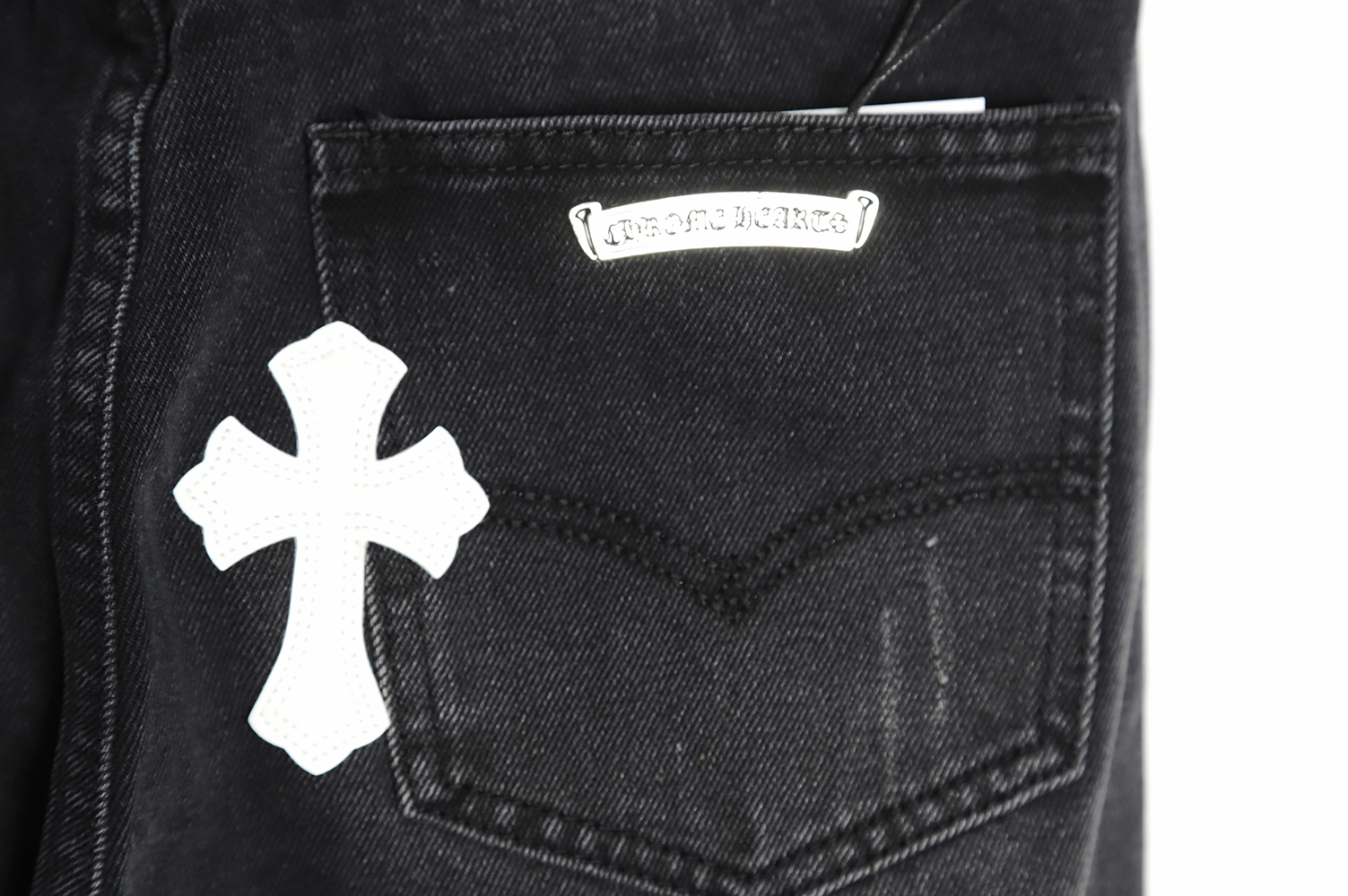 Chrome Hearts Classic Leather Label Cross Denim Trousers TSK3