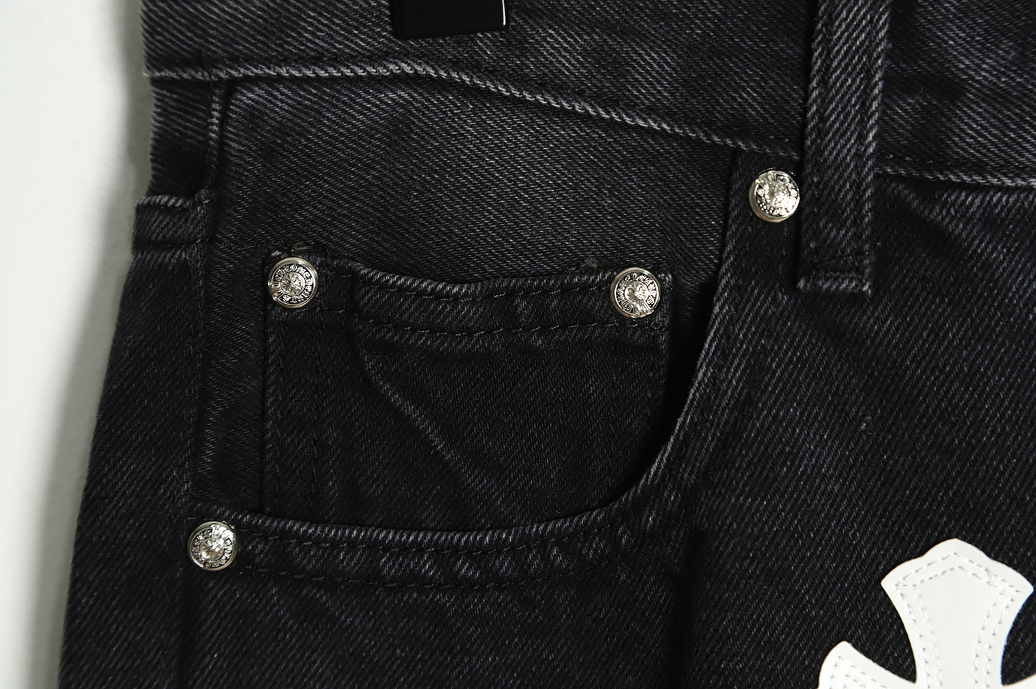 Chrome Hearts Classic Leather Label Cross Denim Trousers TSK3
