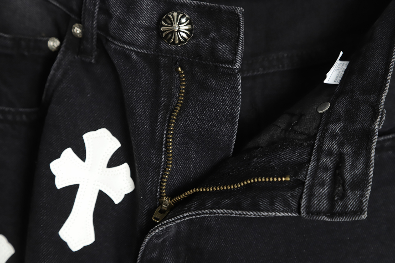 Chrome Hearts Classic Leather Label Cross Denim Trousers TSK3
