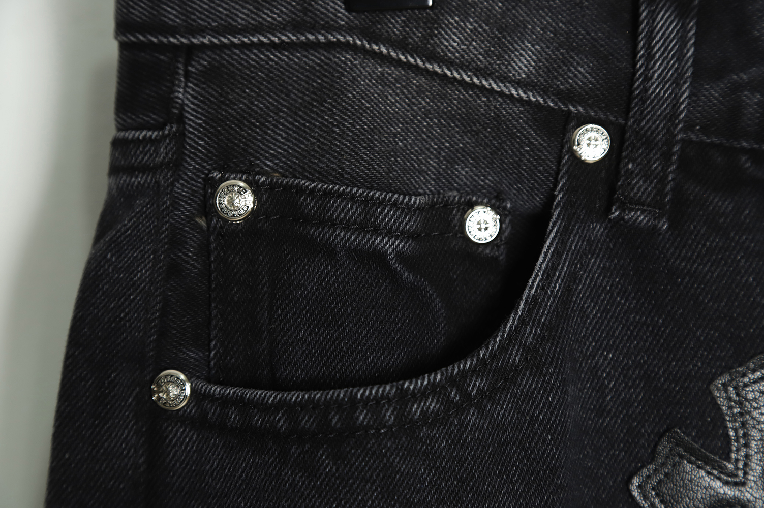 Chrome Hearts Classic Leather Label Cross Denim Trousers TSK4