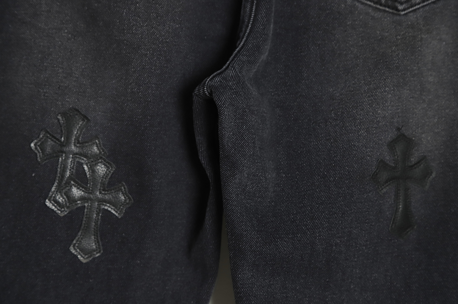 Chrome Hearts Classic Leather Label Cross Denim Trousers TSK4