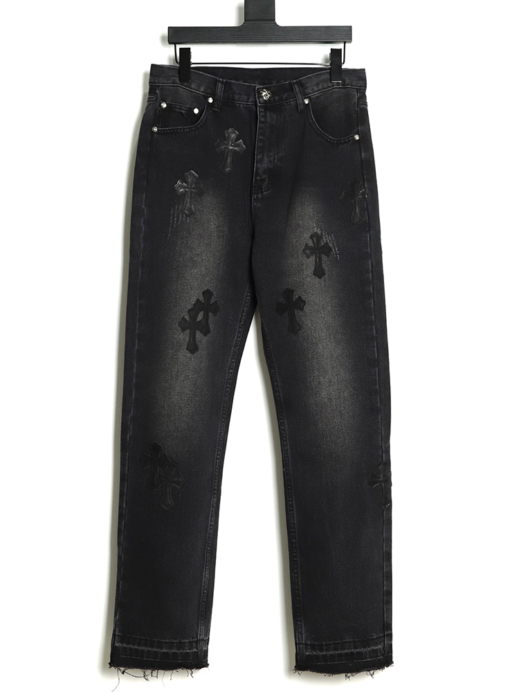 Chrome Hearts Classic Leather Label Cross Denim Trousers TSK4