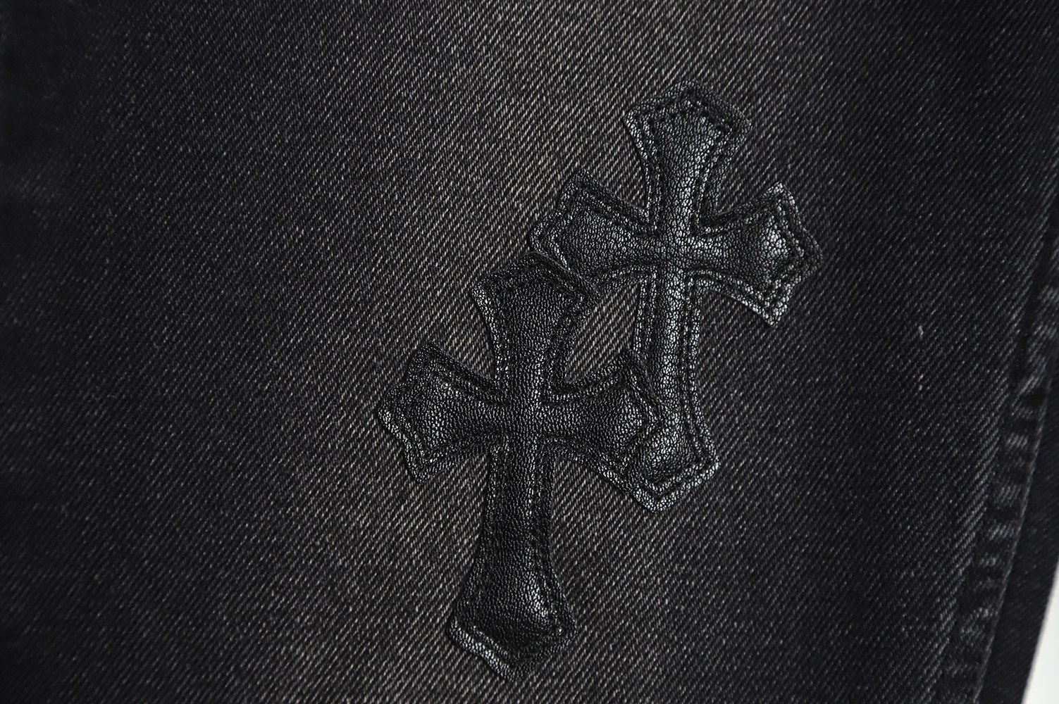 Chrome Hearts Classic Leather Label Cross Denim Trousers TSK4