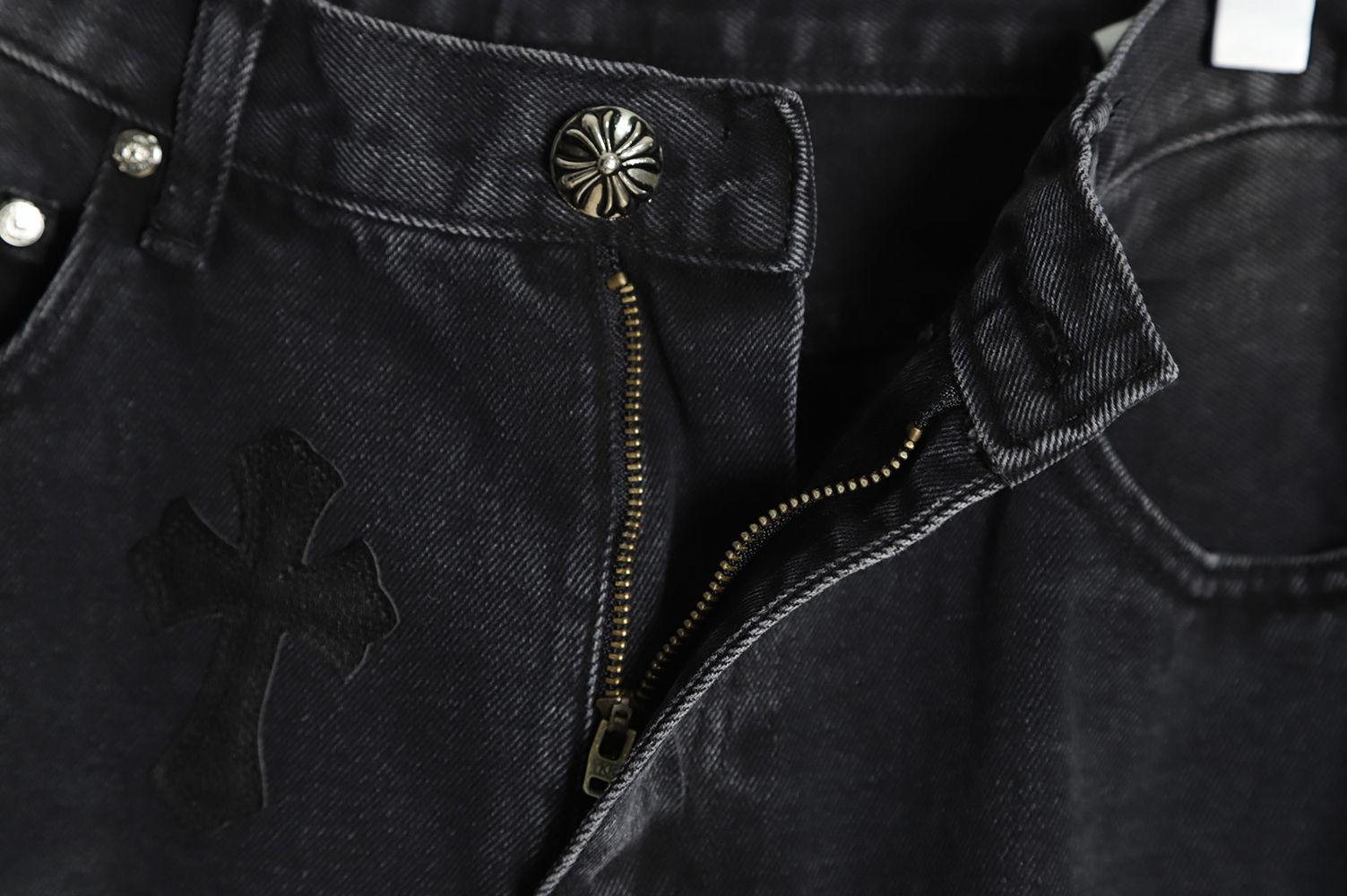 Chrome Hearts Classic Leather Label Cross Denim Trousers TSK4
