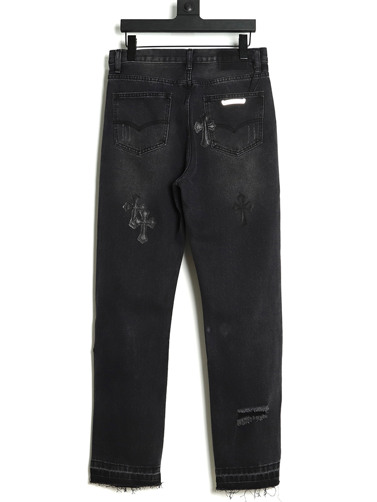 Chrome Hearts Classic Leather Label Cross Denim Trousers TSK4