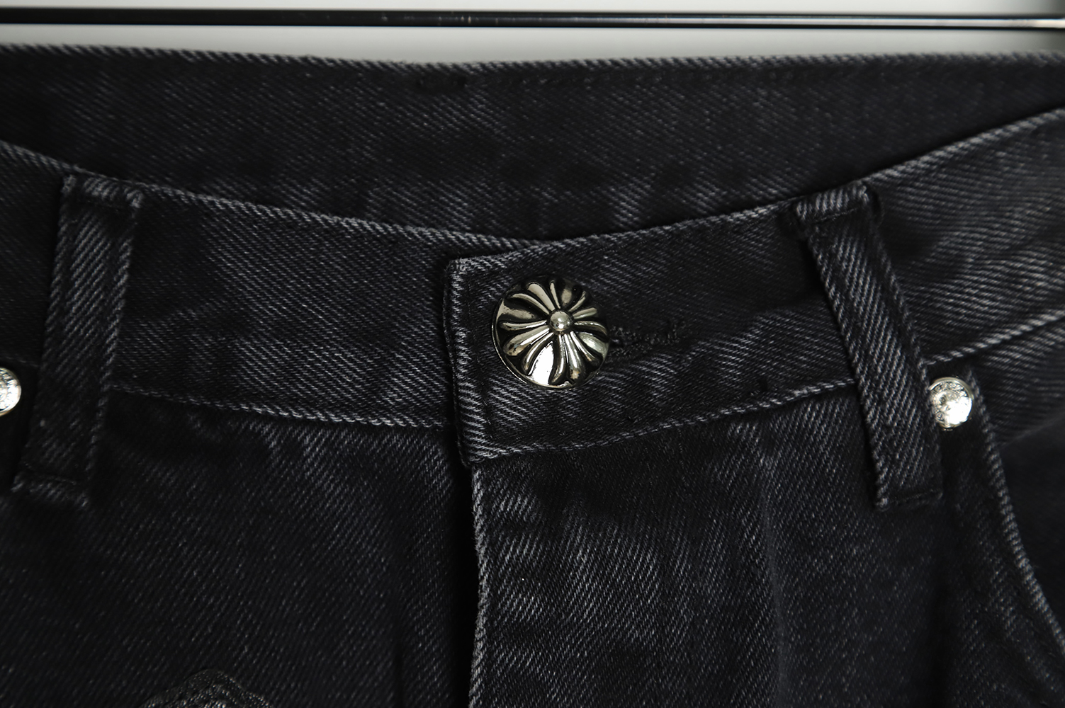 Chrome Hearts Classic Leather Label Cross Denim Trousers TSK4