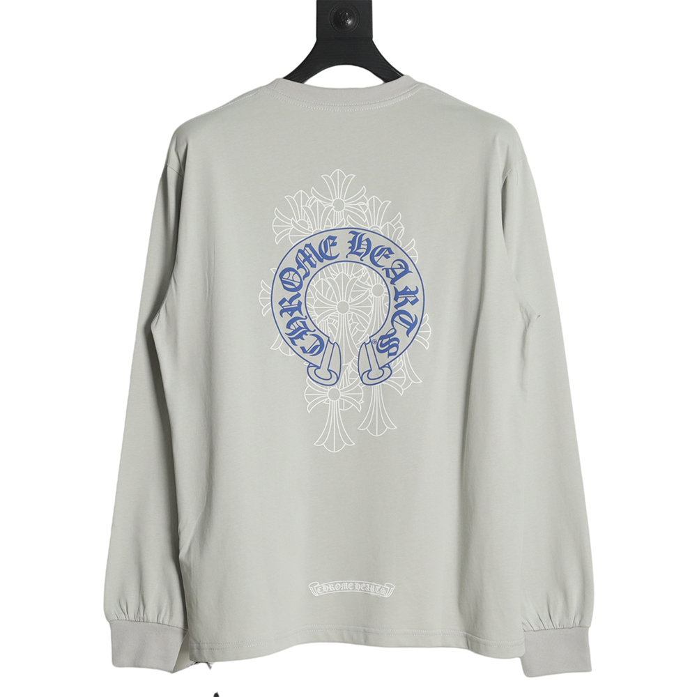 Chrome Hearts Back Full-Printed Horseshoe Long Sleeve T-Shirt